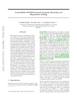 Controllable RANSAC-based Anomaly Detection via Hypothesis Testing