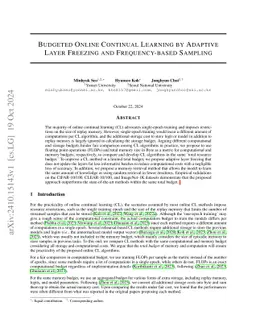 Budgeted Online Continual Learning by Adaptive Layer Freezing and Frequency-based Sampling