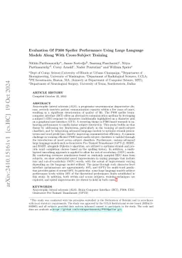 Evaluation Of P300 Speller Performance Using Large Language Models Along
  With Cross-Subject Training
