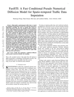 FastSTI: A Fast Conditional Pseudo Numerical Diffusion Model for
  Spatio-temporal Traffic Data Imputation
