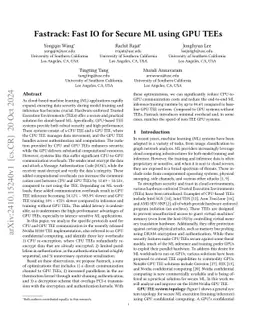 Fastrack: Fast IO for Secure ML using GPU TEEs