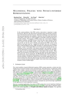 Multi-modal Policies with Physics-informed Representations in Complex Fluid Environments