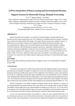 LTPNet Integration of Deep Learning and Environmental Decision Support
  Systems for Renewable Energy Demand Forecasting