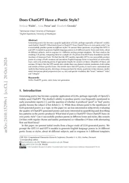 Does ChatGPT Have a Poetic Style?