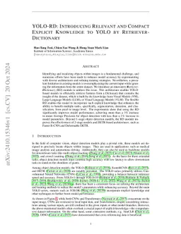 YOLO-RD: Introducing Relevant and Compact Explicit Knowledge to YOLO by Retriever-Dictionary