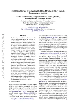 BERTtime Stories: Investigating the Role of Synthetic Story Data in Language Pre-training