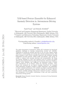 XAI-based Feature Ensemble for Enhanced Anomaly Detection in Autonomous
  Driving Systems