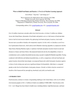 Where to Build Food Banks and Pantries: A Two-Level Machine Learning
  Approach