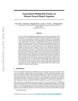 Generalized Multimodal Fusion via Poisson-Nernst-Planck Equation