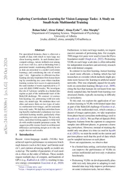 Exploring Curriculum Learning for Vision-Language Tasks: A Study on
  Small-Scale Multimodal Training