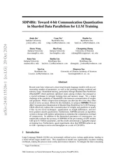 SDP4Bit: Toward 4-bit Communication Quantization in Sharded Data
  Parallelism for LLM Training