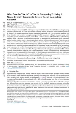Who Puts the "Social" in "Social Computing"?: Using A Neurodiversity
  Framing to Review Social Computing Research