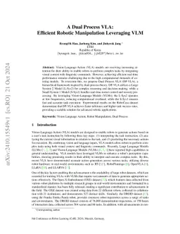 A Dual Process VLA: Efficient Robotic Manipulation Leveraging VLM