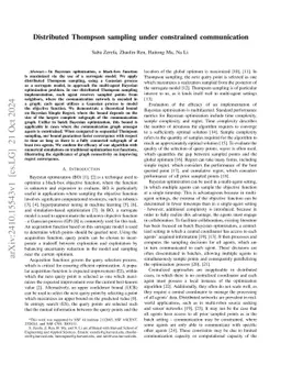 Distributed Thompson sampling under constrained communication