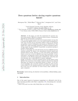 Does quantum lattice sieving require quantum RAM?