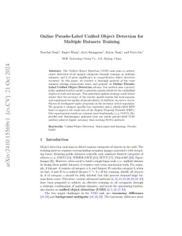 Online Pseudo-Label Unified Object Detection for Multiple Datasets
  Training