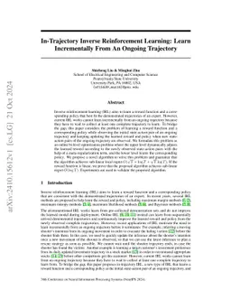 In-Trajectory Inverse Reinforcement Learning: Learn Incrementally Before An Ongoing Trajectory Terminates