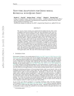 Test-time Adaptation for Cross-modal Retrieval with Query Shift