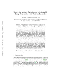 Improving Instance Optimization in Deformable Image Registration with
  Gradient Projection