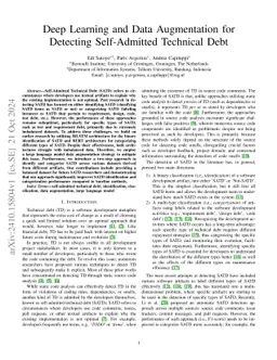 Deep Learning and Data Augmentation for Detecting Self-Admitted
  Technical Debt