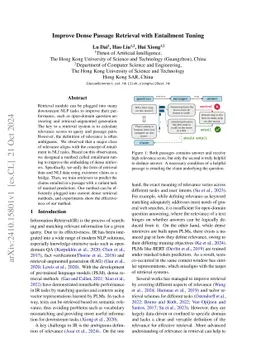 Improve Dense Passage Retrieval with Entailment Tuning