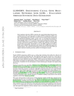 LLM4GRN: Discovering Causal Gene Regulatory Networks with LLMs --
  Evaluation through Synthetic Data Generation