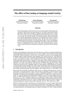 The effect of fine-tuning on language model toxicity