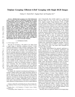 Triplane Grasping: Efficient 6-DoF Grasping with Single RGB Images