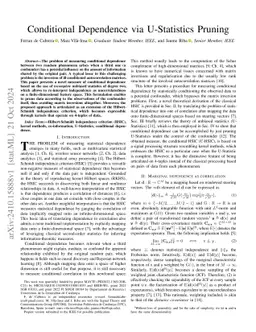 Conditional Dependence via U-Statistics Pruning