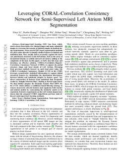 Leveraging CORAL-Correlation Consistency Network for Semi-Supervised
  Left Atrium MRI Segmentation
