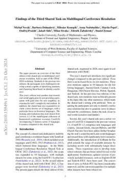 Findings of the Third Shared Task on Multilingual Coreference Resolution