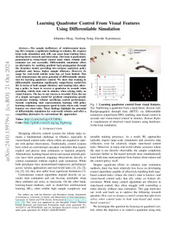 Learning Quadrotor Control From Visual Features Using Differentiable Simulation