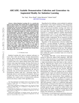 ARCADE: Scalable Demonstration Collection and Generation via Augmented
  Reality for Imitation Learning