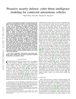 Proactive security defense: cyber threat intelligence modeling for
  connected autonomous vehicles