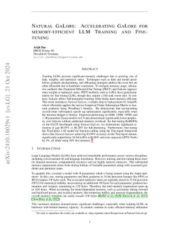 Natural GaLore: Accelerating GaLore for memory-efficient LLM Training
  and Fine-tuning