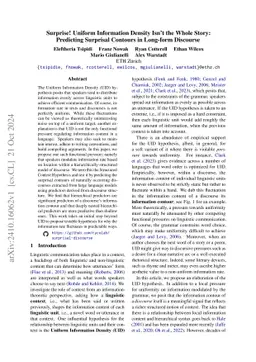 Surprise! Uniform Information Density Isn't the Whole Story: Predicting
  Surprisal Contours in Long-form Discourse