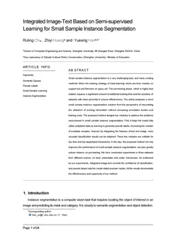 Integrated Image-Text Based on Semi-supervised Learning for Small Sample
  Instance Segmentation