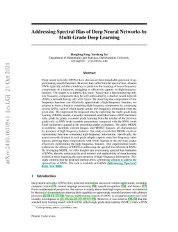 Addressing Spectral Bias of Deep Neural Networks by Multi-Grade Deep
  Learning