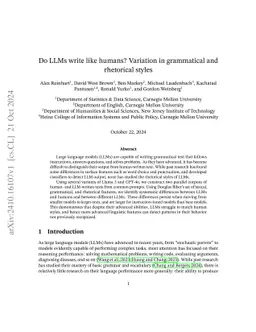 Do LLMs write like humans? Variation in grammatical and rhetorical styles