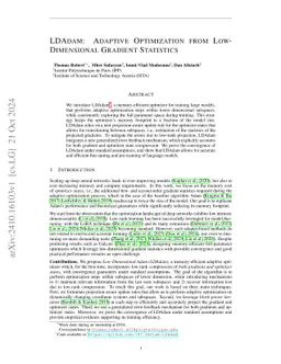 LDAdam: Adaptive Optimization from Low-Dimensional Gradient Statistics