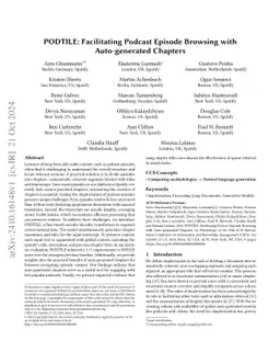 PODTILE: Facilitating Podcast Episode Browsing with Auto-generated
  Chapters