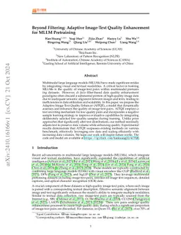 Beyond Filtering: Adaptive Image-Text Quality Enhancement for MLLM
  Pretraining