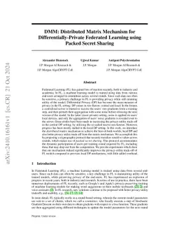 DMM: Distributed Matrix Mechanism for Differentially-Private Federated Learning Based on Constant-Overhead Linear Secret Resharing