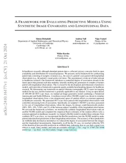 A Framework for Evaluating Predictive Models Using Synthetic Image
  Covariates and Longitudinal Data