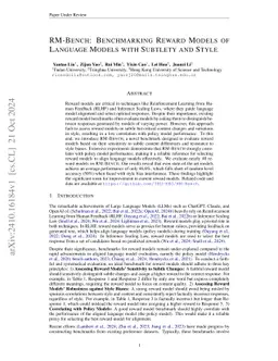 RM-Bench: Benchmarking Reward Models of Language Models with Subtlety
  and Style