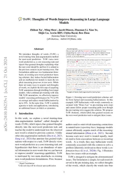 ToW: Thoughts of Words Improve Reasoning in Large Language Models