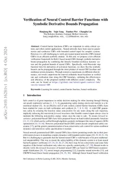 Verification of Neural Control Barrier Functions with Symbolic
  Derivative Bounds Propagation