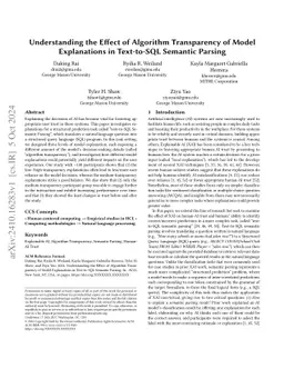 Understanding the Effect of Algorithm Transparency of Model Explanations
  in Text-to-SQL Semantic Parsing