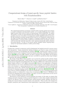 Computational design of target-specific linear peptide binders with
  TransformerBeta