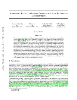 Simplicity Bias via Global Convergence of Sharpness Minimization
